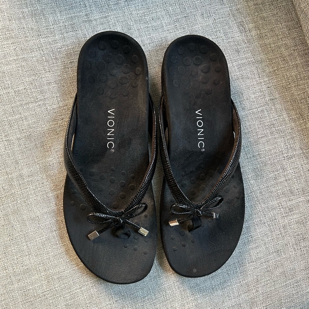 Vionic Bella Women's Black Lizard Print Sandals Size 11